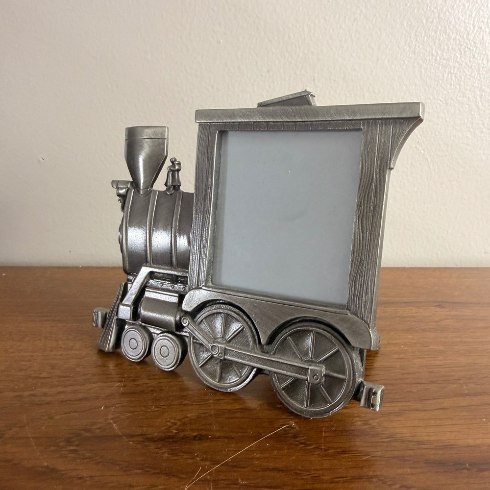 Vintage 1988 Great American Products Pewter Train Locomotive Photo Frame 2x3